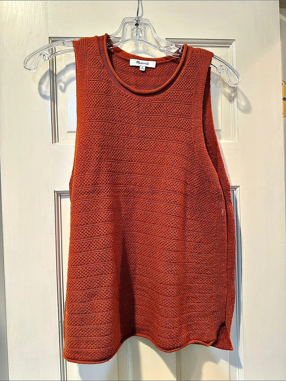 Madewell Textured Sleeveless Top in Orange